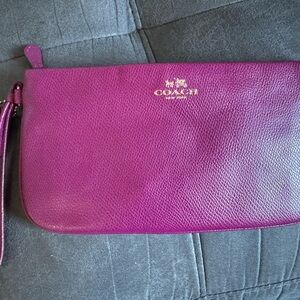 Coach Magenta Leather Wristlet